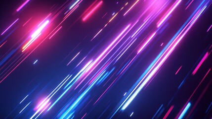Poster - Neon Lights Streaks: Abstract Dynamic Pink and Blue Light Trails Background