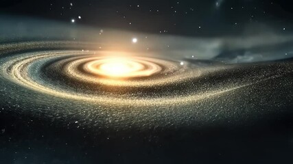 Wall Mural - galaxy with a bright yellow sun in the center. the stars are scattered throughout the galaxy, creati