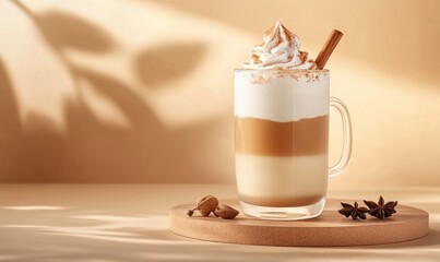 Poster - A glass of coffee with whipped cream and cinnamon on top