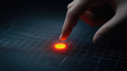 Poster - Advanced Biometric Verification Screen with Glowing Touchpoint, Showcasing High-Tech Interaction and Modern Technology for Secure Access and Identity Confirmation