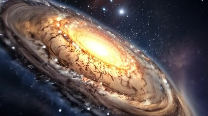 Wall Mural - large, glowing, yellow object in the sky. the object is surrounded by stars and he is a planet