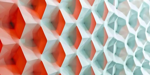 Poster - Abstract Hexagon Geometric Surface Loop 1A: light bright clean minimal hexagonal grid pattern, random waving motion background canvas in pure wall architectural white.