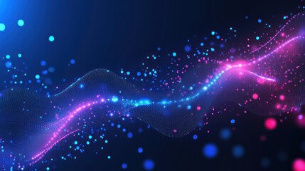 Poster - Abstract Blue and Pink Wave of Particles