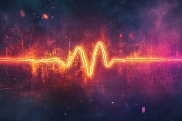 Leinwandbilder - Vibrant waveform illustration with glowing energy against a textured dark background