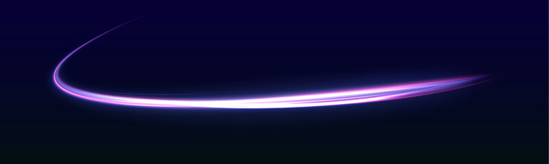 Poster - Lines in the shape of a comet against a dark background. Vortex streams of neon light. Abstract vector fire circles, sparkling swirls and energy light spiral frames. 