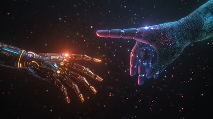 Poster - Digital Renaissance: A futuristic depiction of human and AI connection