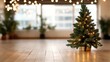 © Pinklife - A small, lush Christmas tree beautifully decorated with lights, stands prominently in a rustic bright room, emulating charm, coziness, and a festive spirit.