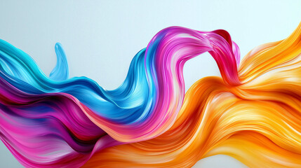 Poster - Abstract swirl with colorful smooth texture in vibrant shades of pink blue and orange showcasing modern artistic design