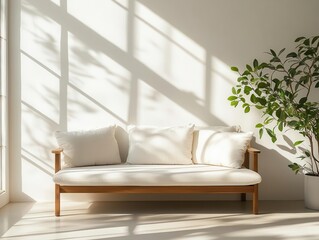 Wall Mural - Minimalist living room with clean lines and natural lighting