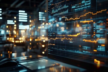 Poster - A detailed analysis of financial graphs and data in a modern office environment, symbolizing strategic planning, economic growth, and digital innovation.