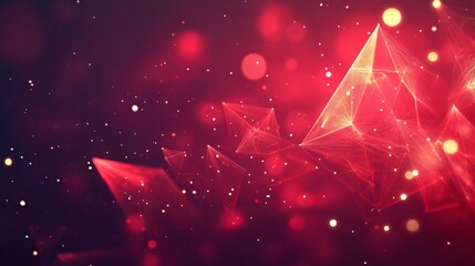 Aufkleber - Red abstract geometric wireframe background connecting lines and triangles