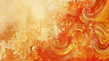 Poster - Vibrant orange swirls and textures create an abstract background full of motion and energy