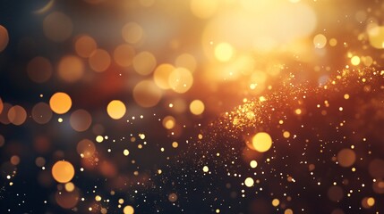Aufkleber - Golden particles and bokeh effect creating festive atmosphere background