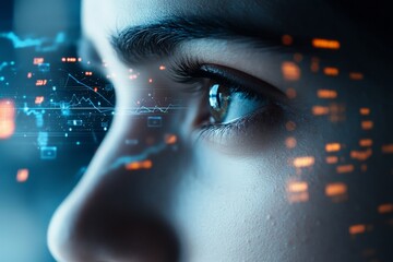 Poster - A close-up image of an eye with digital data and graphs reflected on the iris, symbolizing insight and the interface between human cognition and technology.