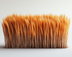 Poster - Abstract artistic composition of vibrant orange brush bristles mimicking grass in minimalistic setting