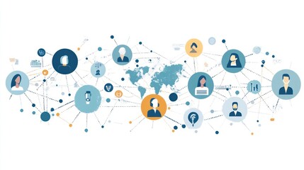 Global business structure of networking. Analysis and data exchange customer connection, Customer service, Teamwork Strategy