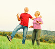 © Lumos sp - woman man outdoor senior couple happy elderly training active exercise stretching fitness  retirement together love dancing nature mature