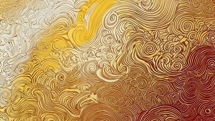 Poster - Intricate swirling patterns in warm colors resembling abstract waves at sunset in vibrant hues