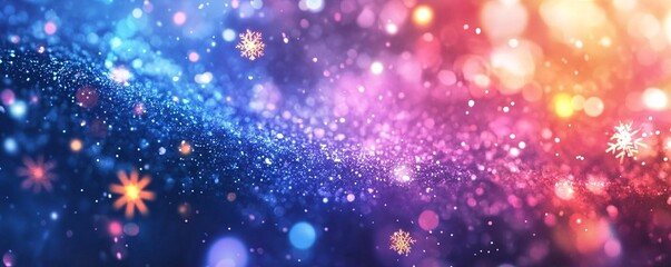 Poster - Snowflakes falling on sparkling glittering christmas background