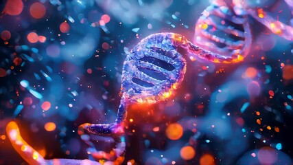 Poster - Beautiful colored bright abstract futuristic scientific glowing dna helix