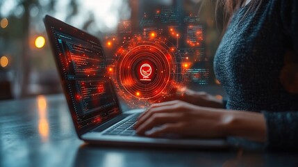Poster - Woman Coding AI, Digital Transformation,  Cybersecurity and Innovation
