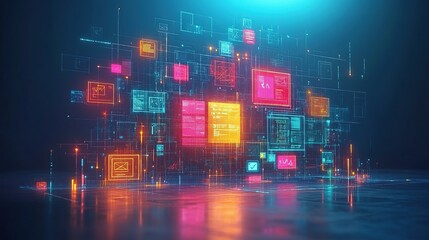 Poster - Digital Data Network: A Futuristic Visualization of Interconnected Information
