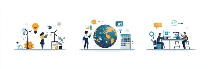 Poster - innovative technology and sustainable energy illustrated in creative series