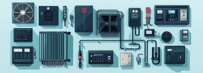 Poster -  illustration of industrial control system components
