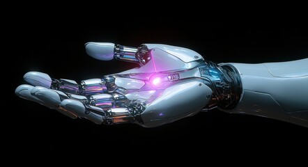 Poster - Futuristic robotic hand holding a glowing energy sphere