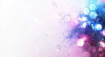 Poster - Abstract hexagonal network design with glowing digital effects
