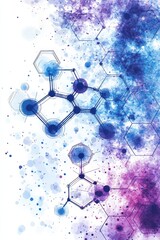 Poster - Abstract hexagonal network background with watercolor splashes
