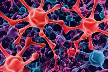 Poster - Colorful depiction of neurons showcasing their intricate structures in a vibrant, abstract design.