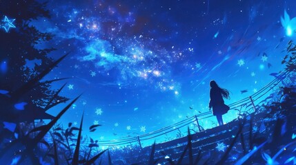 Wall Mural - the cool breeze carried the scent of pine and the sight of shimmering stars making for a peaceful an