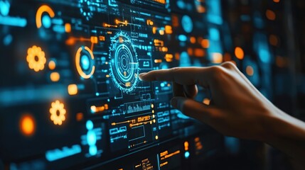 Poster - Digital Interface: Futuristic Technology and Data Visualization