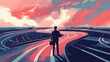 © Арман Амбарцумян - businessman stands at a crossroads choosing his path for personal development the right choice the concept of making the right choice in life difficulties