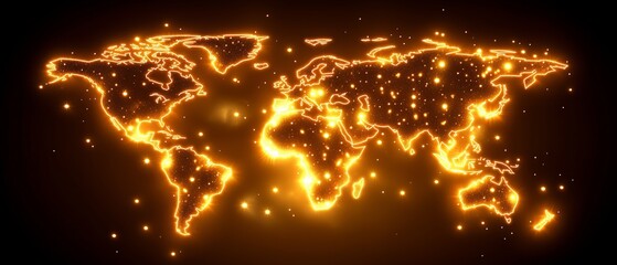 globe with a bright orange glow surrounding it. the globe is lit up and the surrounding area is also