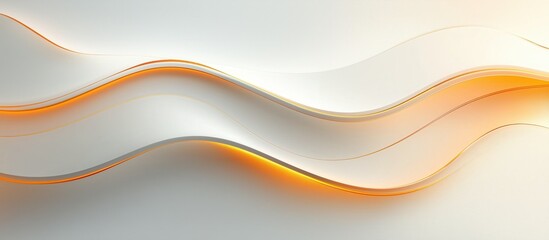 Wall Mural - White and orange wave with a yellow line. The wave is long and has a lot of detail