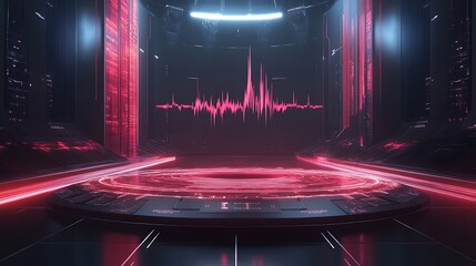 Poster - A futuristic digital space with a glowing pulse waveform and high-tech aesthetics.