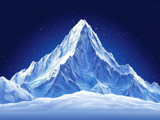 Wall Mural - An ice-covered mountain peak at night that seems to glow from moonlight.