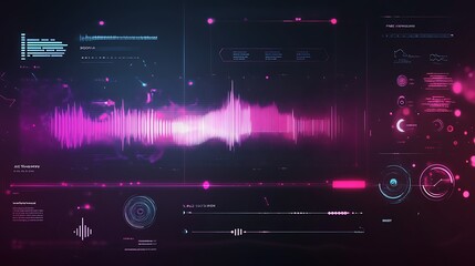 Aufkleber - Digital audio waveform visualization with futuristic interface elements.