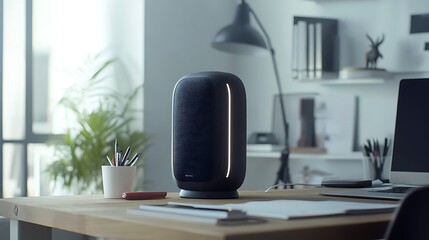 Poster - A modern speaker on a desk in a stylish office setting.