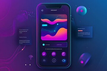 Aufkleber - A vibrant smartphone interface showcasing data visualization and interactive elements.