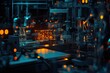 © Muhammadali - Glowing cube, futuristic lab, complex machinery.