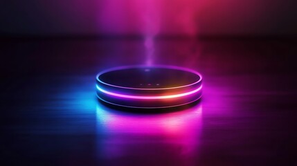 Poster - A smart speaker emitting colorful lights, creating a dynamic ambiance.