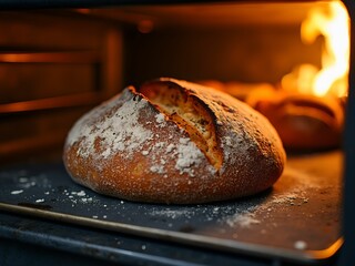 Poster - loaf of bread on wooden table