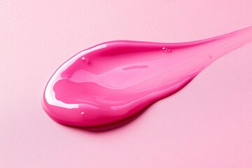 Poster - Bright pink liquid spreads across a smooth pastel surface creating a vibrant and glossy texture. Generative AI