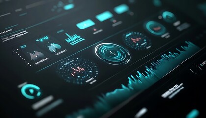 Aufkleber - A digital dashboard displaying data visualizations and analytics metrics.