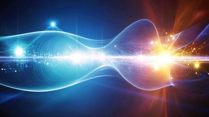 Poster - Abstract Energy Waves with Colorful Light Effects and Sparkles Creating a Stunning Digital Visual Display on a Dark Background for Creative Projects and Modern Designs