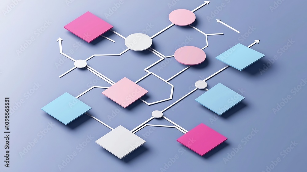 Elegant and Layered Papercut Style Flowchart Template with Customizable ...
