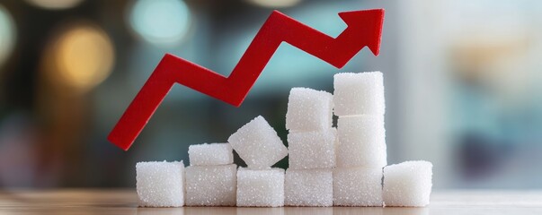 Poster - Sugar cube growth indicator business insights infographic modern office close-up financial trends